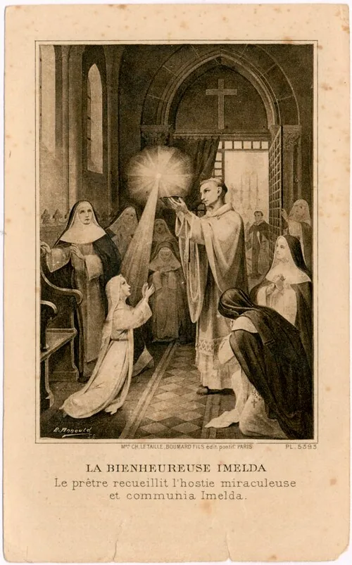 A devotional card of Imelda Lambertini published by Boumard et Fils in 1923.