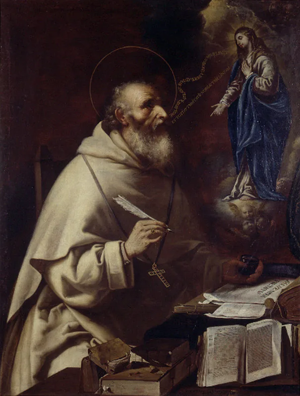 The Virgin appearing to Saint Albert the Great, painted by Vicente Salvador Gómez, circa 1660.