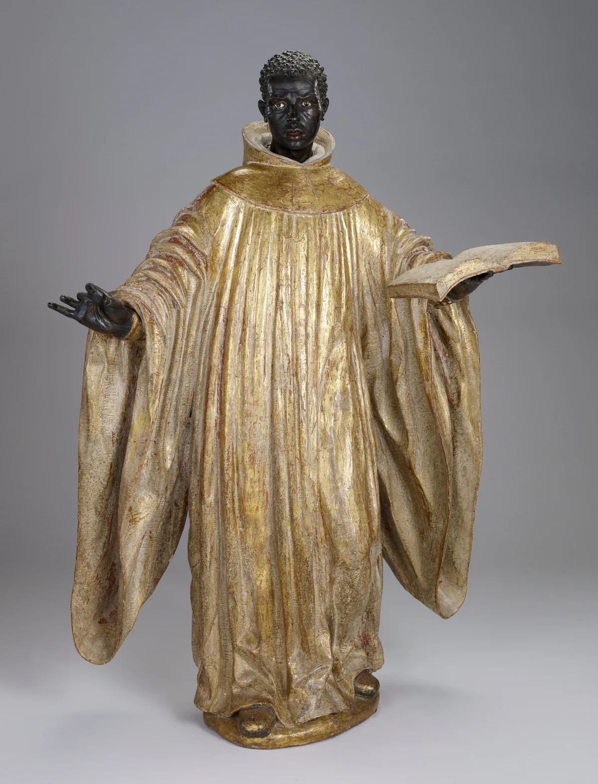 Attributed to José Montes de Oca, Saint Benedict of Palermo, c. 1734, polychrome and gilt wood with glass. Minneapolis Institute of Art, The John R. Van Derlip Fund, 2010.27.2.