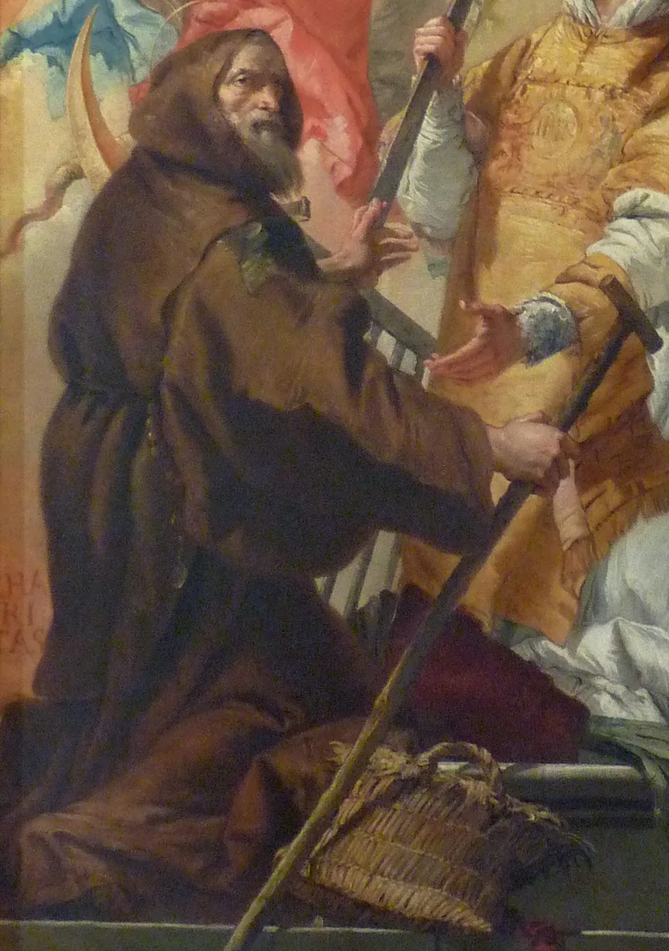 Francis of Paola in Giovanni Domenico Tiepolo's The Immaculate Conception with Saint Lawrence and Saint Francis of Paola, circa 1775–1780; photograph by Ji-Elle.
