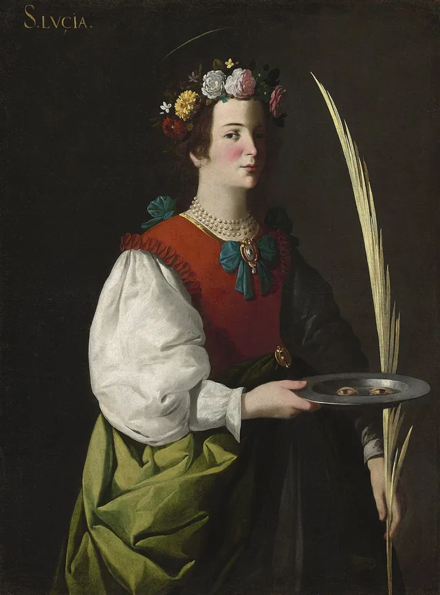 Francisco de Zurbarán, Saint Lucy, c. 1625–1630. Chester Dale Collection, National Gallery of Art, Washington, DC, 1943.7.11. A devotional painting, not a portrait from life or an image of relics.