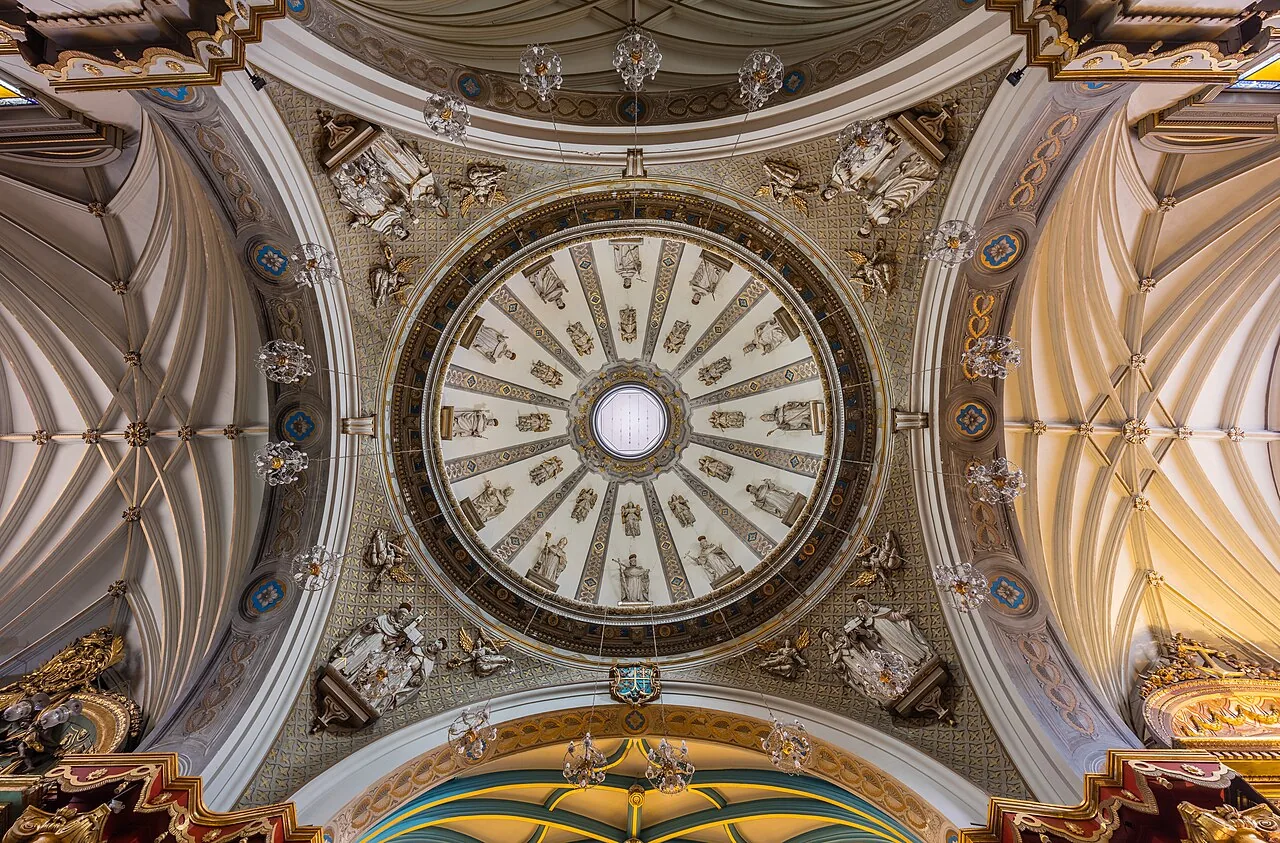 The historic dome and interior of Santo Domingo in Lima.