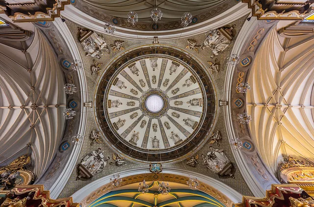 The historic dome and interior of Santo Domingo in Lima.