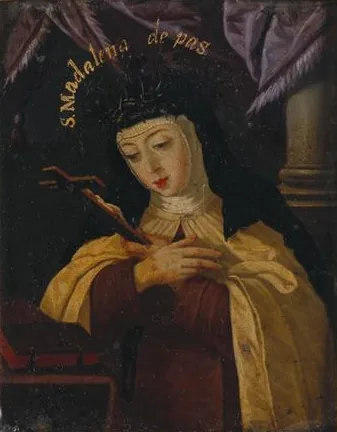 Mary Magdalene de’ Pazzi in a seventeenth-century miniature by Josefa de Óbidos, in the Museu Nacional de Arte Antiga, Lisbon.