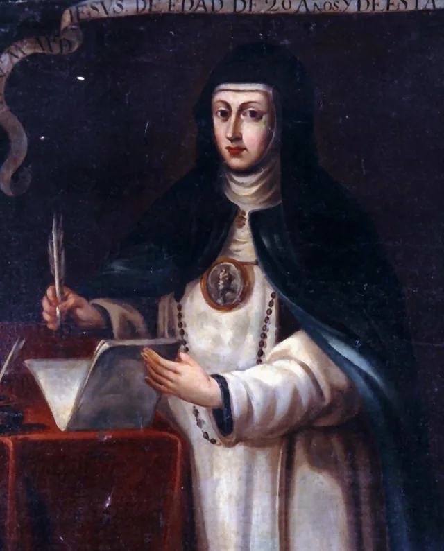 Anonymous eighteenth-century portrait identified as Mary of Jesus of Ágreda, in the Museo Nacional del Virreinato, Mexico.